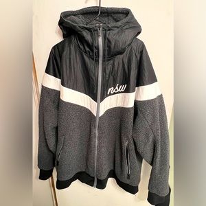 Nike NSW XXL full zip fleece hoodie in black, gray, and white.